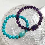 Square Charm Natural Crystal Stone Bracelets Round Beads Strand