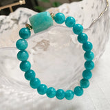 Square Charm Natural Crystal Stone Bracelets Round Beads Strand