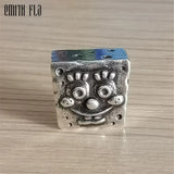 Vintage Silver 925 Square Charms Beads for Bracelet Jewelry Making