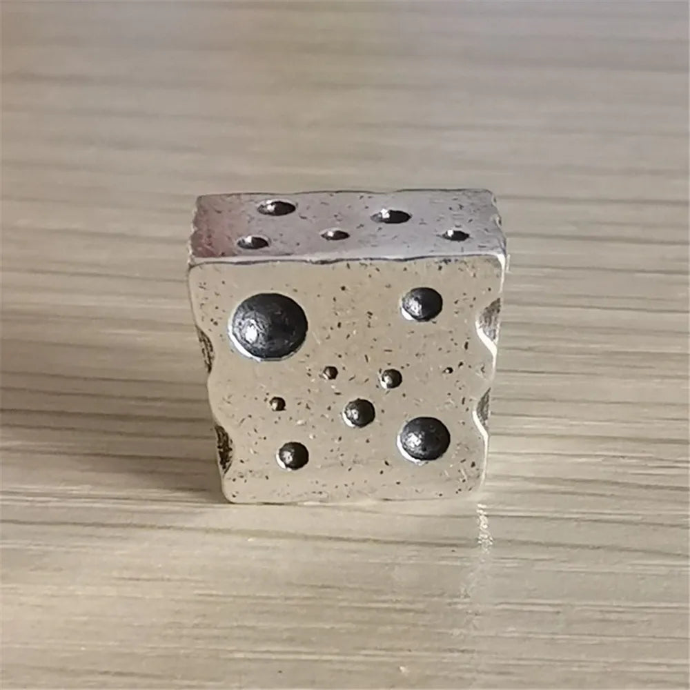 Vintage Silver 925 Square Charms Beads for Bracelet Jewelry Making