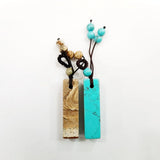 Square Chinese Column Stone Pendulum Charms Pendant 41x11mm