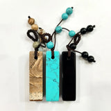 Square Chinese Column Stone Pendulum Charms Pendant 41x11mm