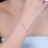 925 Sterling Silver Double Chain Bracelet with Square Crystals