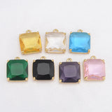 Square CZ Charms Crystal Pendant for Women DIY Jewelry Accessories