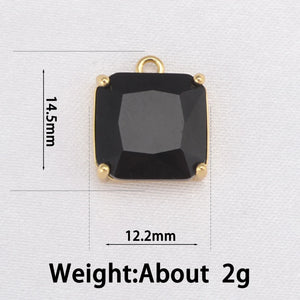 Square CZ Charms Crystal Pendant for Women DIY Jewelry Accessories
