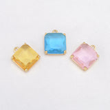 Square CZ Charms Crystal Pendant for Women DIY Jewelry Accessories