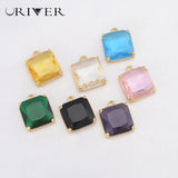 Square CZ Charms Crystal Pendant for Women DIY Jewelry Accessories
