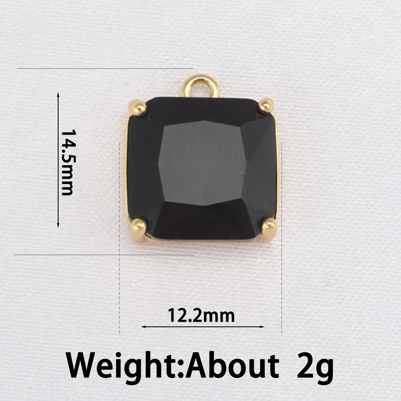 Square CZ Charms Crystal Pendant for Women DIY Jewelry Accessories