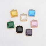 Square CZ Charms Crystal Pendant for Women DIY Jewelry Accessories