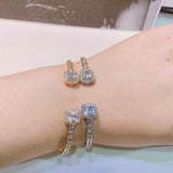 Geometric Zirconia Cuff Bracelet for Women