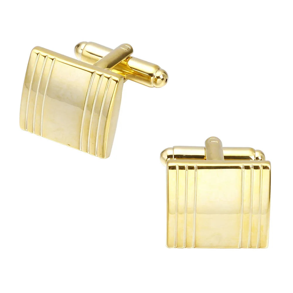 Golden Square Cufflinks French Shirt Groom Wedding Accessory