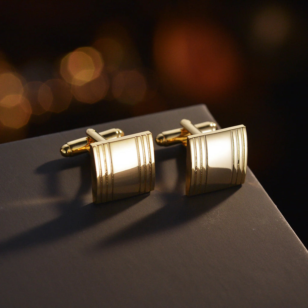 Golden Square Cufflinks French Shirt Groom Wedding Accessory