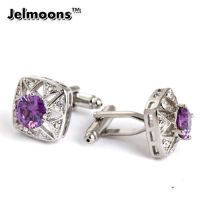 Purple Crystal Square Cufflinks Men's Shirts Cufflinks