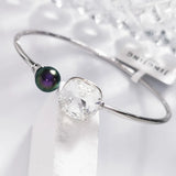 Crystal Square Cuffs Bangle Women Lady Bangles Wedding Party Jewelry