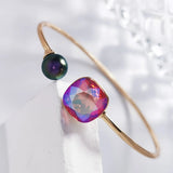 Crystal Square Cuffs Bangle Women Lady Bangles Wedding Party Jewelry