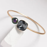 Crystal Square Cuffs Bangle Women Lady Bangles Wedding Party Jewelry