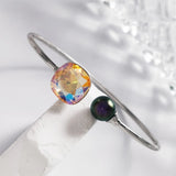 Crystal Square Cuffs Bangle Women Lady Bangles Wedding Party Jewelry
