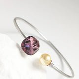 Crystal Square Cuffs Bangle Women Lady Bangles Wedding Party Jewelry