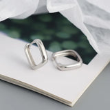 925 Sterling Silver Square Hoop Earrings for Women Girl Boho Style