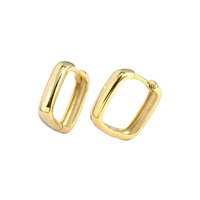 925 Sterling Silver Square Hoop Earrings for Women Girl Boho Style