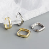 925 Sterling Silver Square Hoop Earrings for Women Girl Boho Style