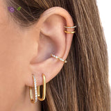 925 Silver Square Earrings Geometric Crystal Jewelry