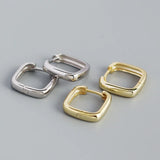 925 Silver Square Earrings Geometric Crystal Jewelry