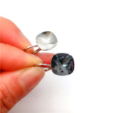 Square Crystal Earrings Bases 12mm with Lever Back Hook