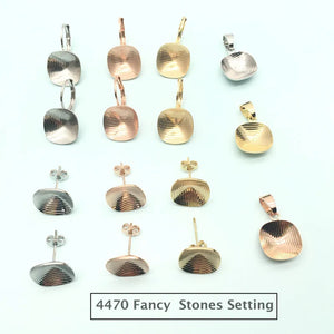 Square Crystal Earrings Bases 12mm with Lever Back Hook