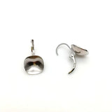 Square Crystal Earrings Bases 12mm with Lever Back Hook