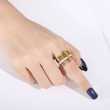Square Roman Numeral Rings Stainless Steel Rhinestone Wedding Band