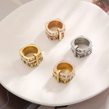 Square Roman Numeral Rings Stainless Steel Rhinestone Wedding Band