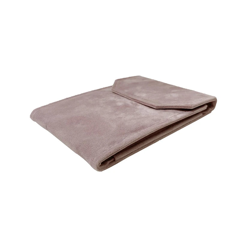 Square Flannelette/Leather Jewelry Organizer Display Roll Bag