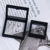 Square Floating Display Case Jewelry Storage Rack Ring Earring Stand Pendant