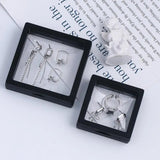 Square Floating Display Case Jewelry Storage Rack Ring Earring Stand Pendant