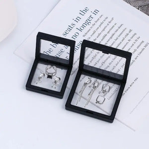 Square Floating Display Case Jewelry Storage Rack Ring Earring Stand Pendant