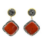 Square Gem Stone Earrings Vintage Wedding Party Jewelry