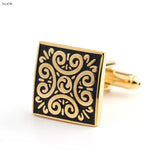 Square Golden Mens Cufflinks Shirt Cufflink Vintage Style High Jewelry