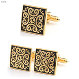 Square Golden Mens Cufflinks Shirt Cufflink Vintage Style High Jewelry