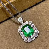 Emerald Gemstone Pendant Necklace 18k Filled Fine Jewelry