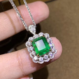 Emerald Gemstone Pendant Necklace 18k Filled Fine Jewelry