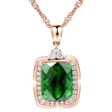 Green Crystal Emerald Gemstones Pendant Necklace for Women