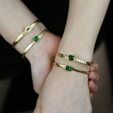 Square Heart Evil Eye Charm Green CZ Bracelet