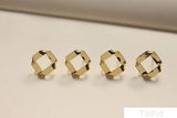 Square Hollow Copper Bag Silver Stud Earrings