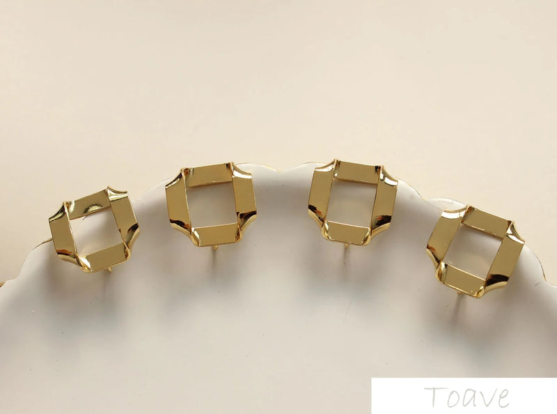 Square Hollow Copper Bag Silver Stud Earrings