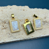 Square Sacred Heart Pendant Natural Mother Pearl Zircon DIY Charms