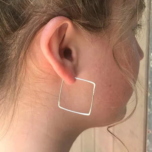 Square Hoop Earrings 925 Silver Vintage Jewelry Oorbellen Pendientes