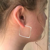 Square Hoop Earrings 925 Silver Vintage Jewelry Oorbellen Pendientes