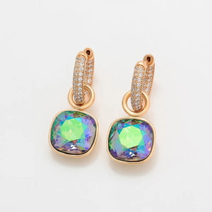 Square Hoops Earrings with Austrian Crystal for Bridal Wedding Party