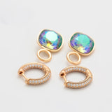 Square Hoops Earrings with Austrian Crystal for Bridal Wedding Party